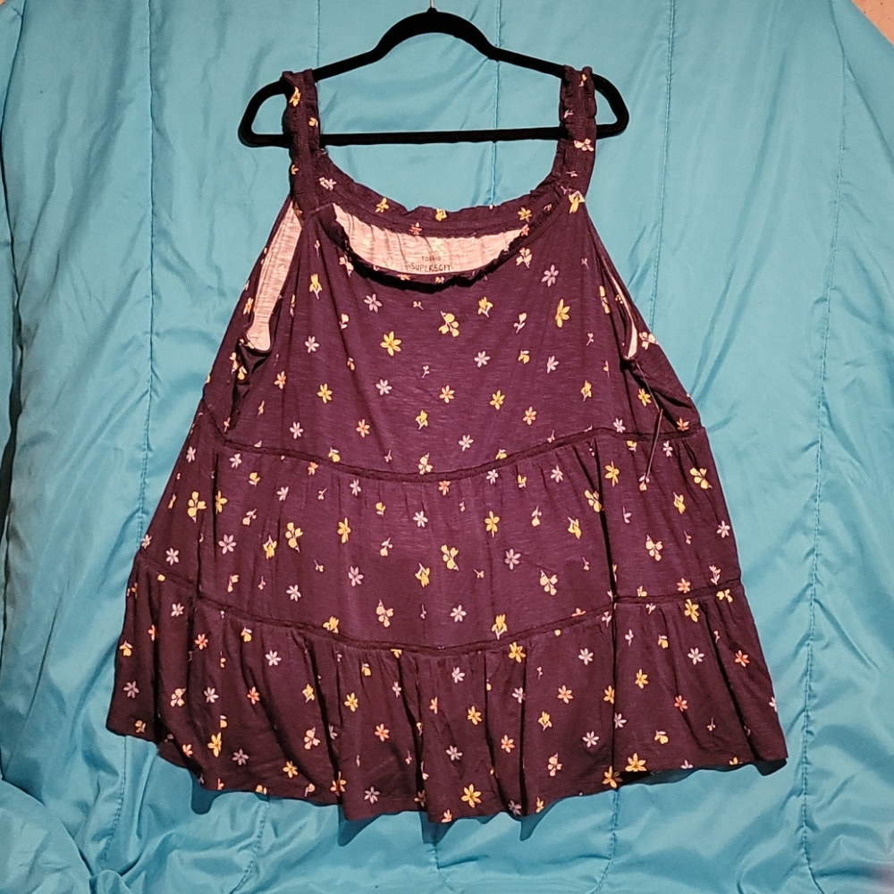 Navy Blue Tiered Tank Top